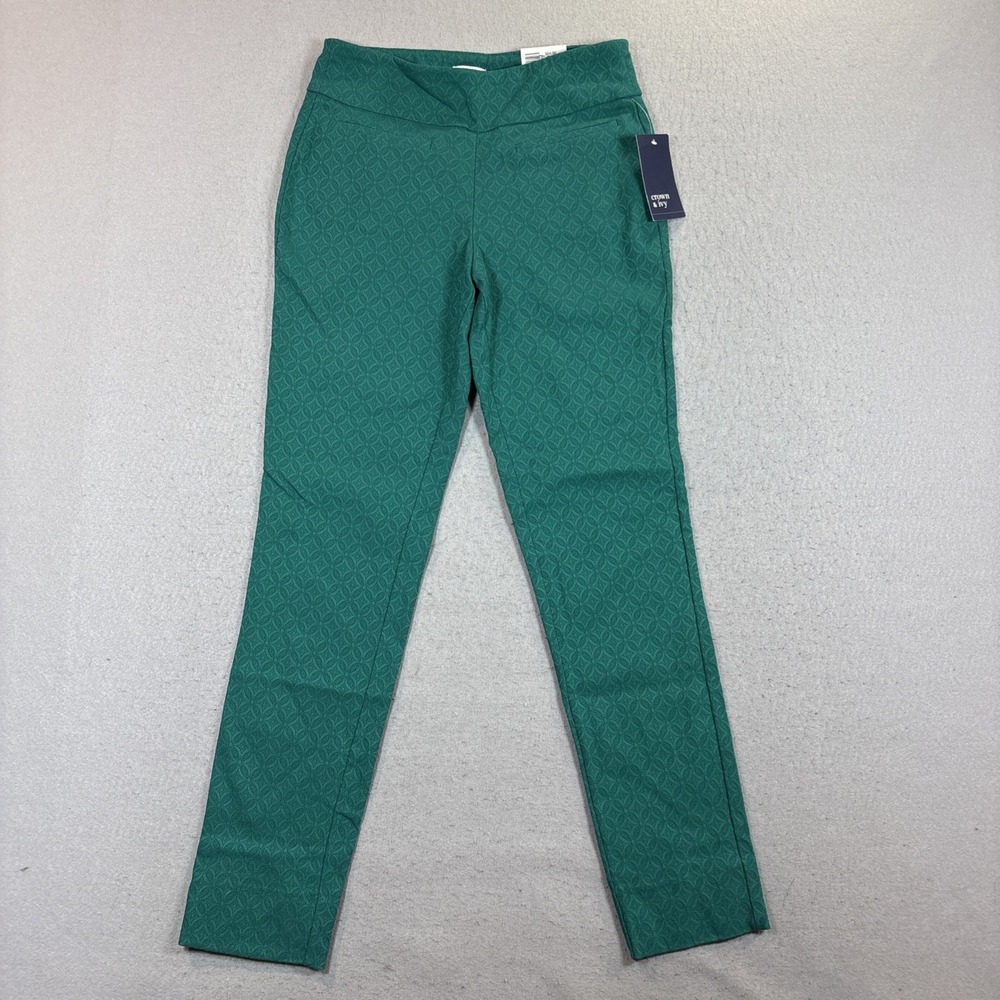 NWT Crown & Ivy Women's Emerald Gem Green Textured Millennium Pants Size 6A